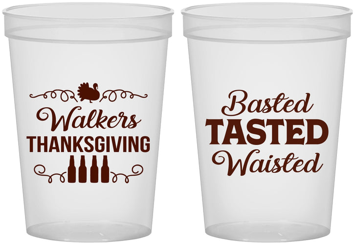 Custom Thanksgiving 16 oz Translucent Cups - Basted Tasted Waisted | 260027