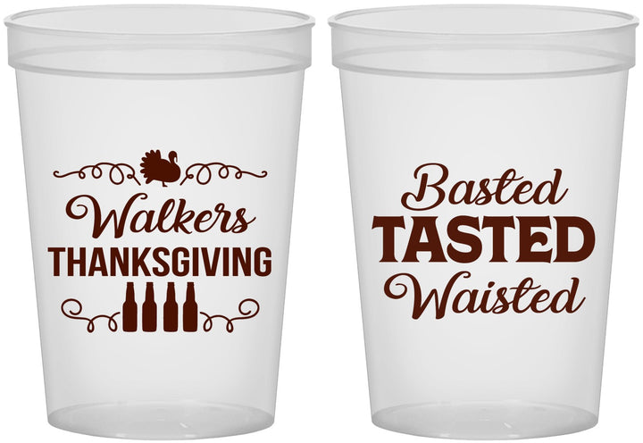 Custom Thanksgiving 16 oz Translucent Cups - Basted Tasted Waisted | 260027