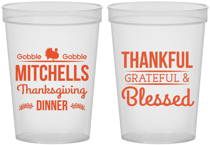 Custom Thanksgiving 16 oz Translucent Cups - Thankful Blessed | 260032