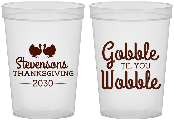 Custom Thanksgiving 16 oz Translucent Cups - Gobble Til You Wobble | 260034