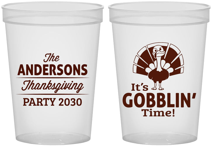 Custom Thanksgiving 16 oz Translucent Cups - Turkey Gobblin | 260035