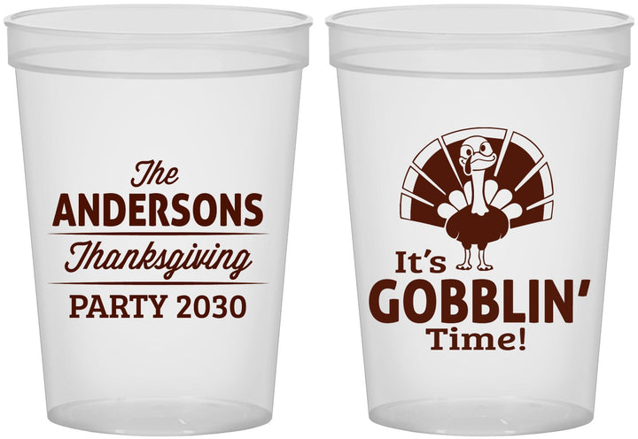 Custom Thanksgiving 16 oz Translucent Cups - Turkey Gobblin | 260035