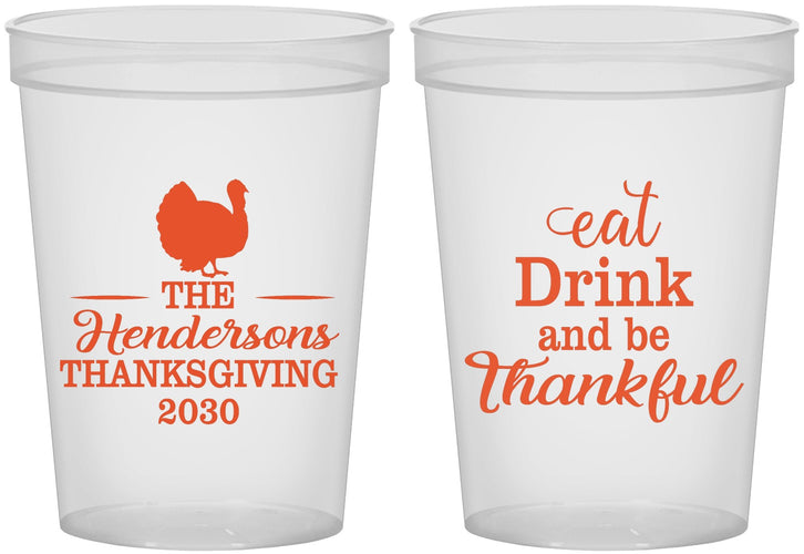 Custom Thanksgiving 16 oz Translucent Cups - Eat Drink Thankful | 260036