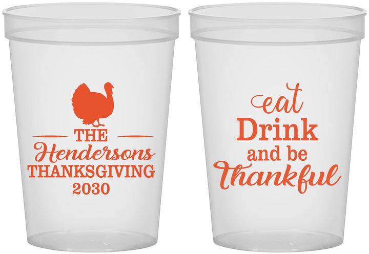 Custom Thanksgiving 16 oz Translucent Cups - Eat Drink Thankful | 260036