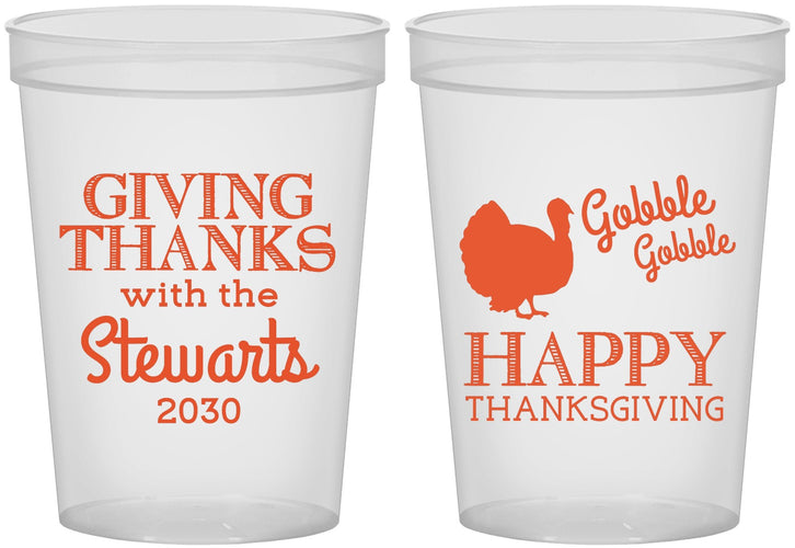 Custom Thanksgiving 16 oz Translucent Cups - Gobble Gobble | 260040