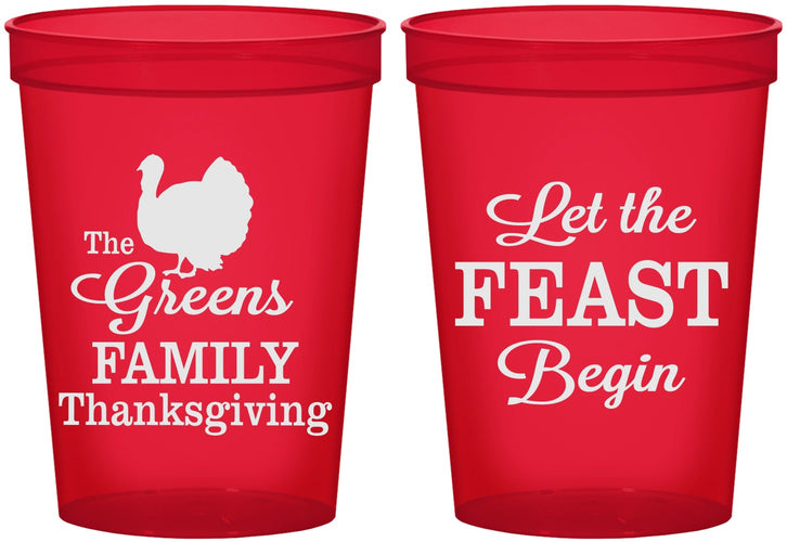 Custom Thanksgiving 16 oz Translucent Cups - Let The Feast Begin | 260041