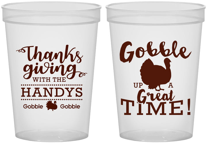 Custom Thanksgiving 16 oz Translucent Cups - Turkey Gobble | 260043
