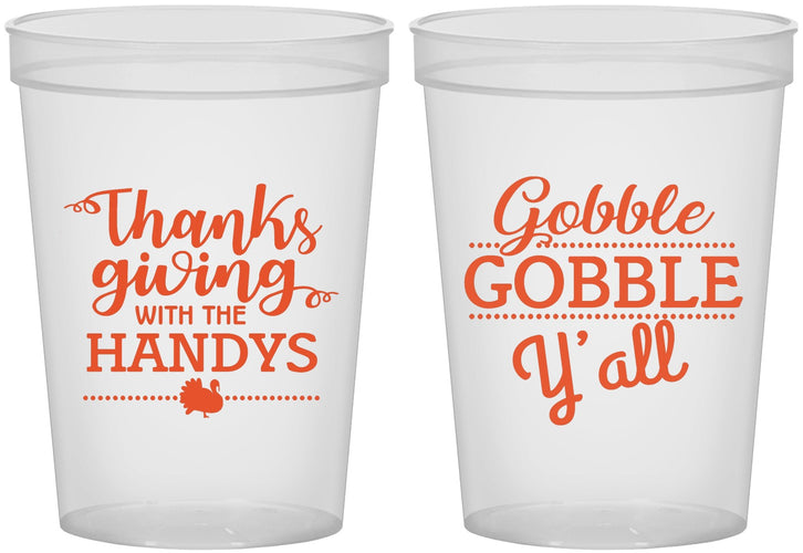 Custom Thanksgiving 16 oz Translucent Cups - Gobble Gobble | 260044