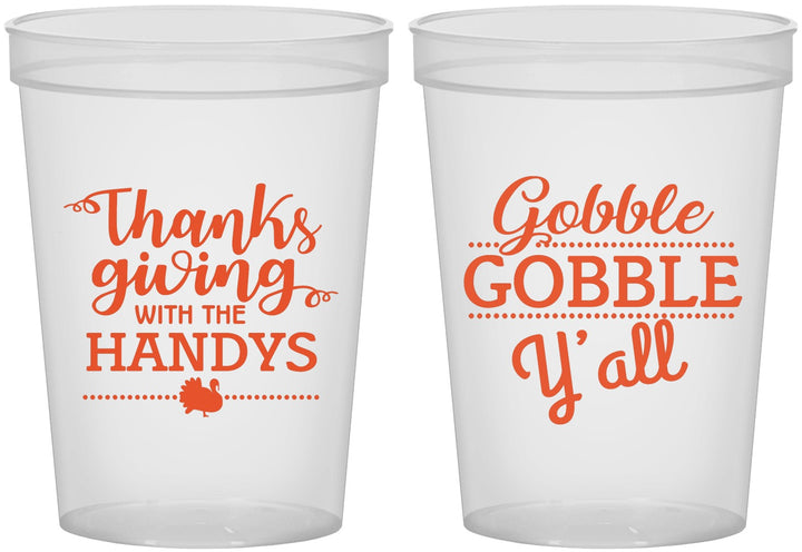 Custom Thanksgiving 16 oz Translucent Cups - Gobble Gobble | 260044