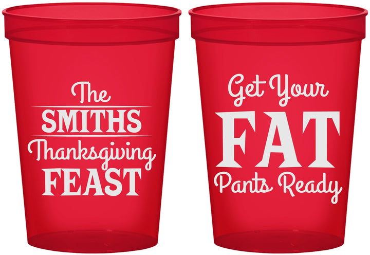 Custom Thanksgiving 16 oz Translucent Cups - Fat Pants Ready | 260045