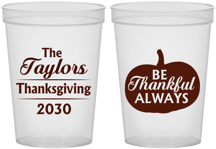 Custom Thanksgiving 16 oz Translucent Cups - Pumpkin Thankful | 260047