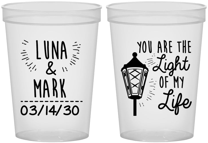 Custom Wedding 16 oz Translucent Cups - You Are The Light Of My Life | 261