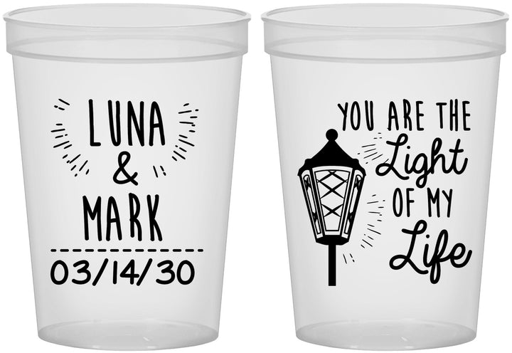 Custom Wedding 16 oz Translucent Cups - You Are The Light Of My Life | 261