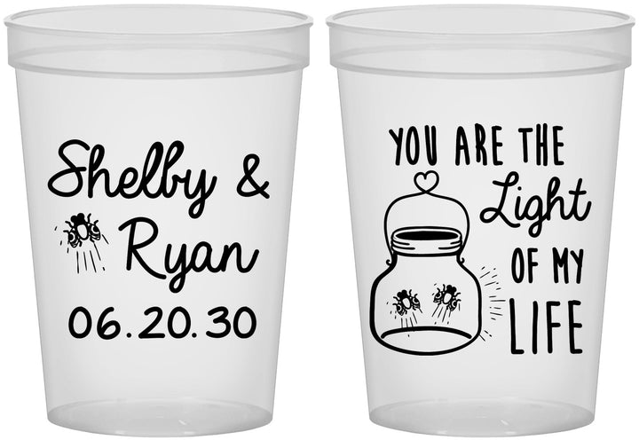 Custom Wedding 16 oz Translucent Cups - You Are The Light Of My Life | 262