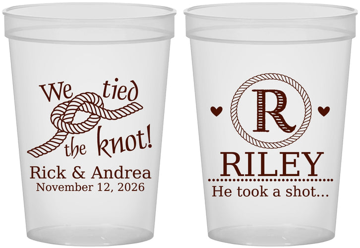 Custom Wedding 16 oz Translucent Cups - We Tied The Knot | 263