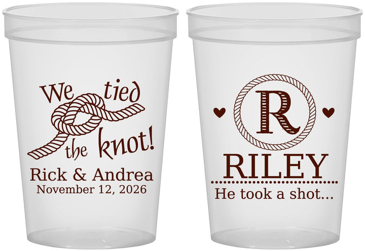 Custom Wedding 16 oz Translucent Cups - We Tied The Knot | 263