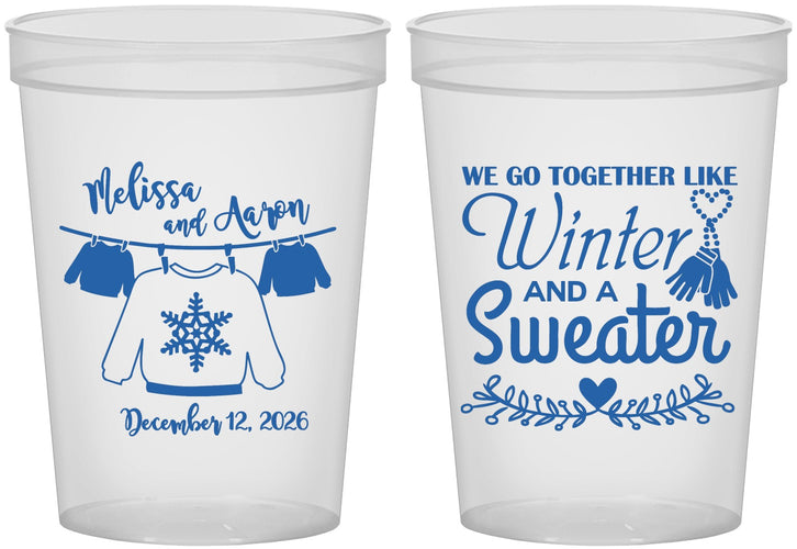 Custom Wedding 16 oz Translucent Cups - Christmas Sweater | 265