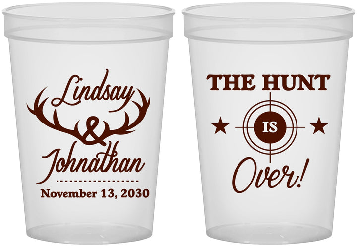 Custom Wedding 16 oz Translucent Cups - The Hunt Is Over | 266