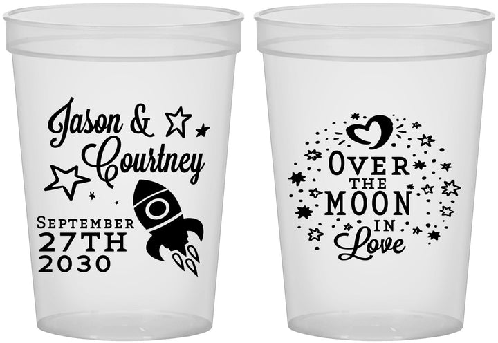 Custom Wedding 16 oz Translucent Cups - Over The Moon In Love | 267