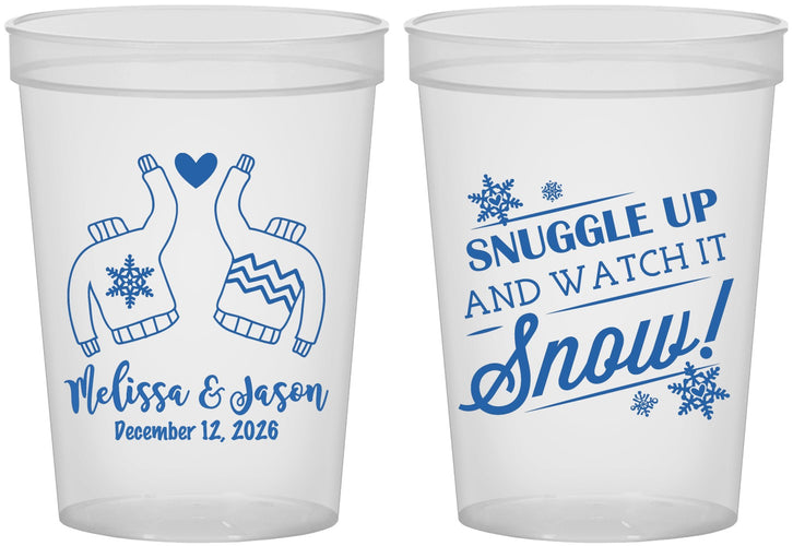 Custom Wedding 16 oz Translucent Cups - Christmas Snow | 268