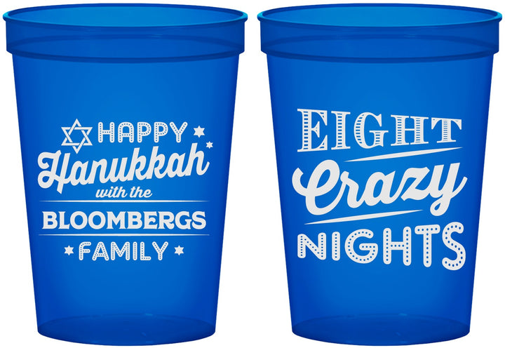 Custom Hanukkah 16 oz Translucent Cups - Eight Crazy Nights | 270011