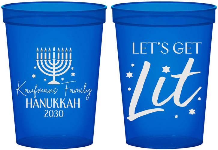 Custom Hanukkah 16 oz Translucent Cups - Lets Get Lit | 270020