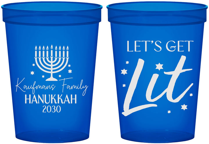 Custom Hanukkah 16 oz Translucent Cups - Lets Get Lit | 270020