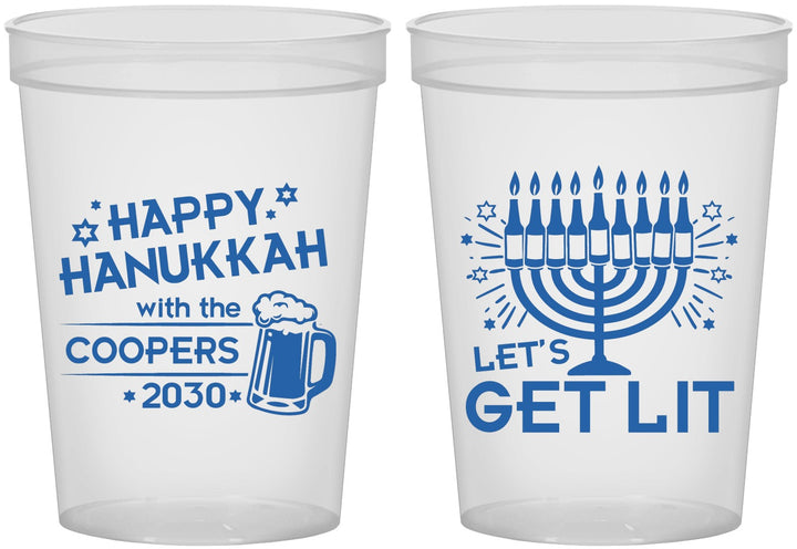 Custom Hanukkah 16 oz Translucent Cups - Lets Get Lit | 270021