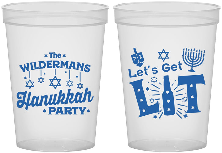 Custom Hanukkah 16 oz Translucent Cups - Lets Get Lit | 270022