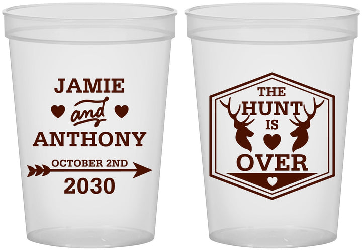 Custom Wedding 16 oz Translucent Cups - The Hunt Is Over | 272