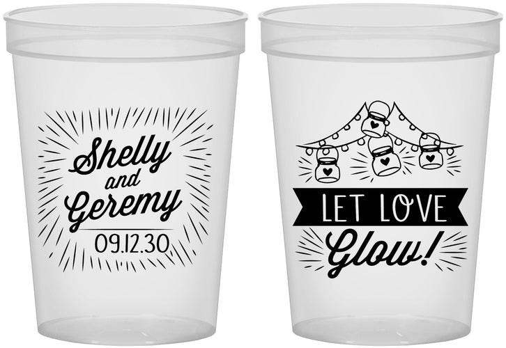 Custom Wedding 16 oz Translucent Cups - Let Love Glow | 273