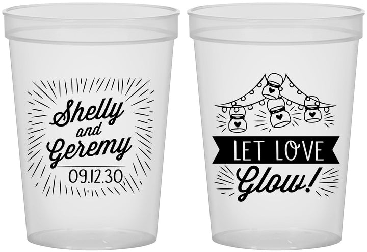 Custom Wedding 16 oz Translucent Cups - Let Love Glow | 273