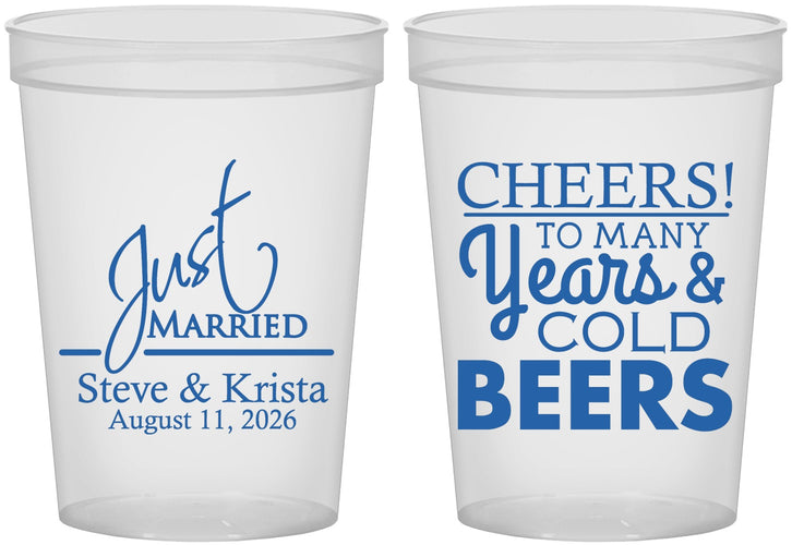 Custom Wedding 16 oz Translucent Cups - Cheers Years Cold Beers | 274