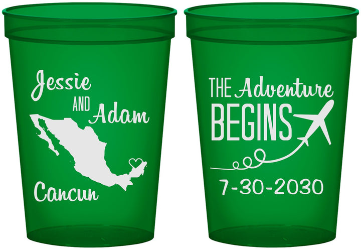 Custom Wedding 16 oz Translucent Cups - The Adventure Begins | 275