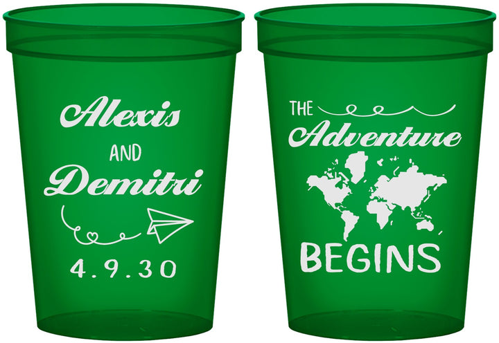 Custom Wedding 16 oz Translucent Cups - The Adventure Begins | 276