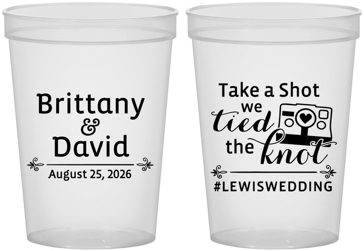Custom Wedding 16 oz Translucent Cups - Take A Shot We Tied The Knot | 277