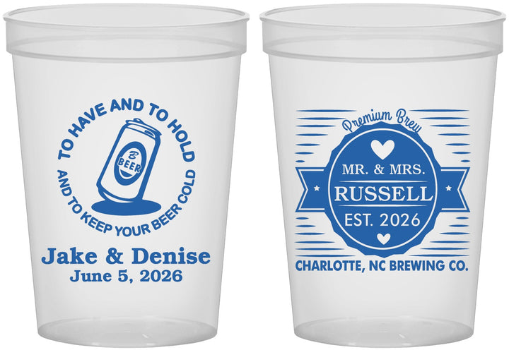 Custom Wedding 16 oz Translucent Cups - To Have And To Hold | 279