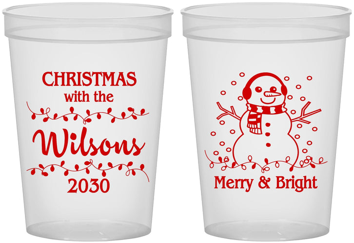 Custom Christmas 16 oz Translucent Cups - Snowman | 280002