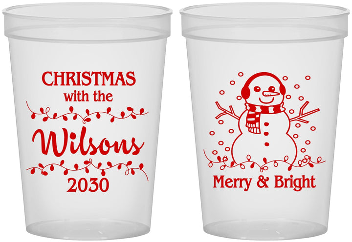 Custom Christmas 16 oz Translucent Cups - Snowman | 280002