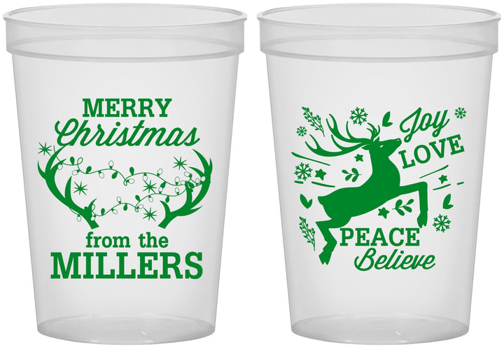 Custom Christmas 16 oz Translucent Cups - Reindeer | 280003