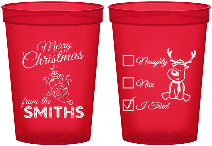 Custom Christmas 16 oz Translucent Cups - Naughty Or Nice | 280004