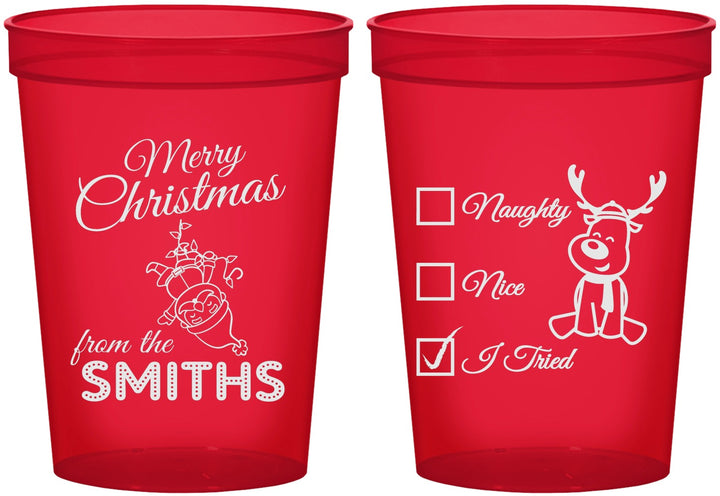 Custom Christmas 16 oz Translucent Cups - Naughty Or Nice | 280004