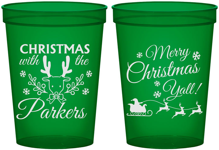Custom Christmas 16 oz Translucent Cups - Reindeer | 280005
