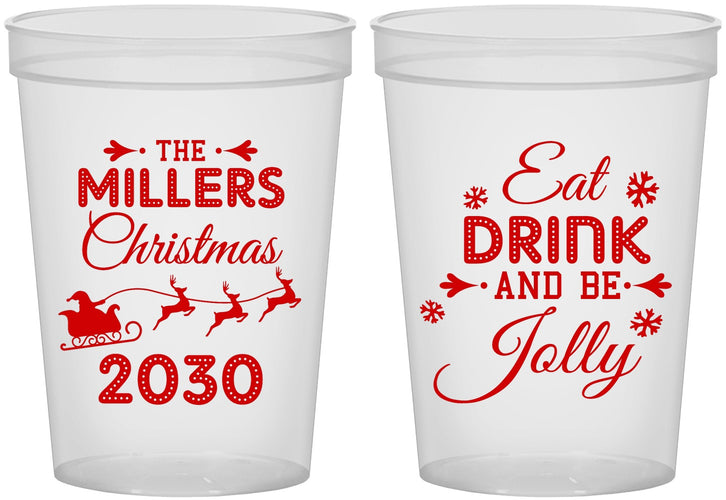 Custom Christmas 16 oz Translucent Cups - Eat Drink And Be Jolly | 280010
