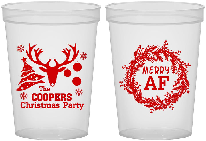 Custom Christmas 16 oz Translucent Cups - Merry Af | 280014