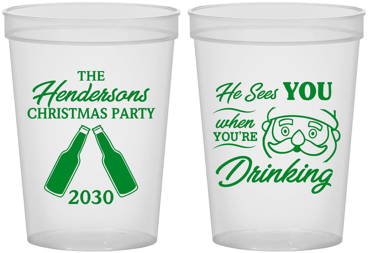 Custom Christmas 16 oz Translucent Cups - Santa | 280015
