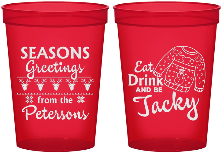Custom Christmas 16 oz Translucent Cups - Eat Drink Be Jacky | 280016
