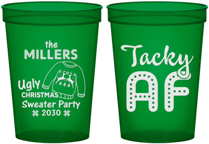 Custom Christmas 16 oz Translucent Cups - Tacky Af | 280017