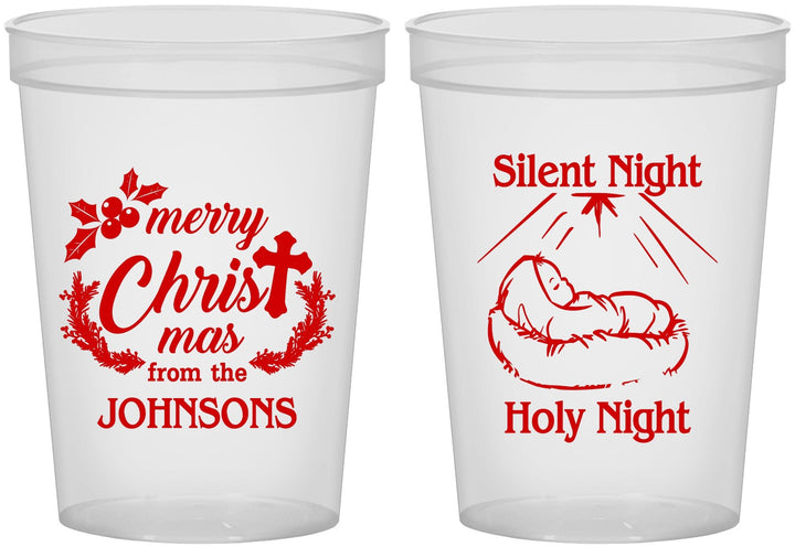 Custom Christmas 16 oz Translucent Cups - Silent Night Holy Night | 280018