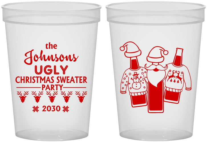 Custom Christmas 16 oz Translucent Cups - Ugly Sweater | 280022
